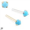 14K Gold Customizable Nose Stud with 2mm Round Cabochon Turquoise