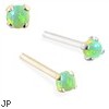 14K Gold Customizable Nose Stud with 2mm Round Green Opal