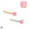 14K Gold Customizable Nose Stud with 2mm Round Pink Opal