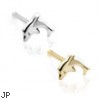 14K Gold dolphin nose bone, 20 ga