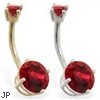 14K Gold double jeweled Garnet belly ring