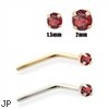14K Gold Garnet Red Diamond Nose Pin