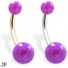 14K Gold Gorgeous Purple Opal Belly Ring