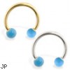 14K Gold Horseshoe/Circular Barbell with TurquoiseBalls