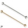 14K Gold Industrial Barbell, 14 Gauge