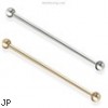 14K Gold Industrial Barbell, 16Ga