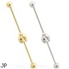 14K Gold Industrial Straight Barbell With Ladybug Charm