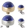 14K Gold Internally Threaded Dermal Top Ball with 4mm Lab Created Sapphire Cabochon