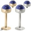 14K Gold internally threaded labret with 4mm Sapphire Cabochon