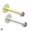 14K Gold Internally Threaded Labret with Amethyst 1.5mm CZ