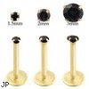 14K Gold internally threaded labret with Black CZ