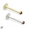 14K Gold internally threaded labret with dark red 1mm CZ