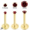 14K Gold internally threaded labret with garnet