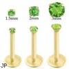 14K Gold internally threaded labret with Peridot