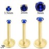14K Gold internally threaded labret with Sapphire