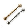 14K Gold Internally Threaded Straight Barbell, 12Ga