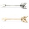 14K Gold Internally Threaded Straight Barbell, Arrow