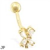 14K Gold Jeweled Butterfly Belly Ring