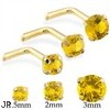 14K Gold L-shaped Nose Pin Nose Screw with Round Citrine