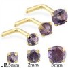 14K Gold L-shaped Nose Pin with Round Alexandrite