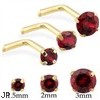 14K Gold L-shaped Nose Pin with Round Garnet