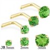 14K Gold L-shaped Nose Pin with Round Peridot