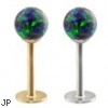 14K Gold Labret with Blue Green Opal Balls