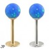 14K Gold Labret with Blue Opal Balls