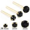 14K Gold Long Customizable Nose Stud with Round Black CZ