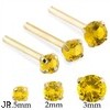 14K Gold Long Customizable Nose Stud with Round Citrine