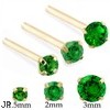 14K Gold Long Customizable Nose Stud with Round Emerald