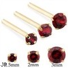 14K Gold Long Customizable Nose Stud with Round Garnet