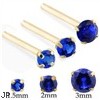 14K Gold Long Customizable Nose Stud with Round Sapphire