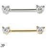 14K Gold Nipple Ring With 4Mm Heart Setting, CZ, 14 Ga