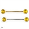 14K Gold Nipple Ring with Bezel Setting Citrine Gems, 14 Ga