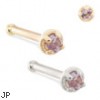 14K Gold nose bone with 1.5mm alexandrite gem