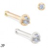 14K Gold nose bone with 1.5mm blue zircon gem