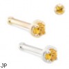 14K Gold nose bone with 1.5mm citrine gem