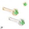 14K Gold nose bone with 1.5mm emerald gem