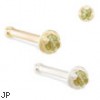 14K Gold nose bone with 1.5mm peridot gem