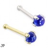 14K Gold Nose Bone with 2mm Round Cabochon Sapphire