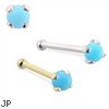 14K Gold Nose Bone with 2mm Round Turquoise