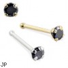 14K Gold Nose Bone with Black Diamond, 22 Ga