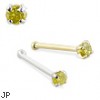 14K Gold Nose Bone With Canary Diamond, 22 Ga