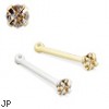 14K Gold Nose Bone with Champagne Diamond, 22 Ga