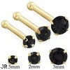 14K Gold Nose Bone with Round Black CZ