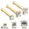 14K Gold Nose Bone With Round CZ