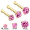 14K Gold nose bone with Round Pink Tourmaline