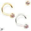 14K Gold nose screw with 1.5mm Alexandrite gem