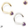 14K Gold nose screw with 1.5mm Amethyst gem